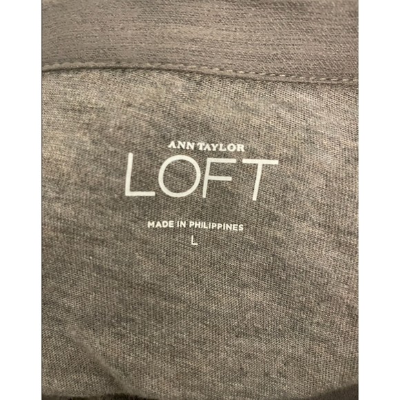 LOFT Mixed Media Long Sleeve Gray Shirt - Sz L - Picture 6 of 7